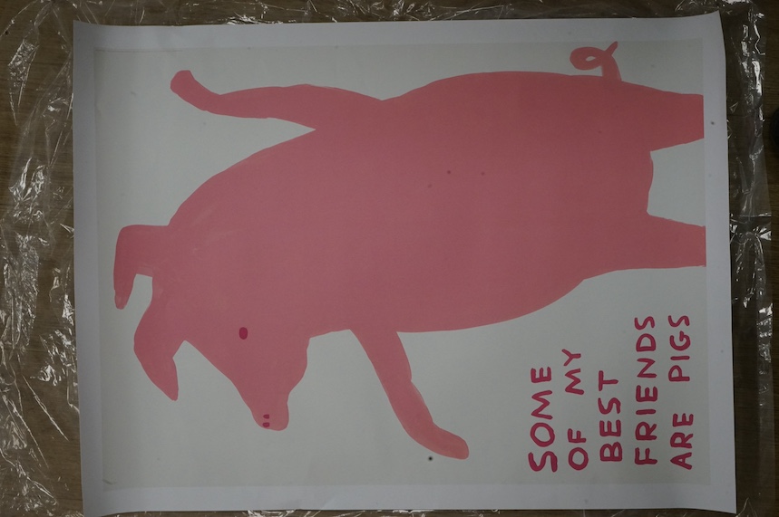 David Shrigley (b.1968), lithographic poster, Animal series, 'Some of my best friends are pigs', 80 x 60cm, unframed. Condition - good